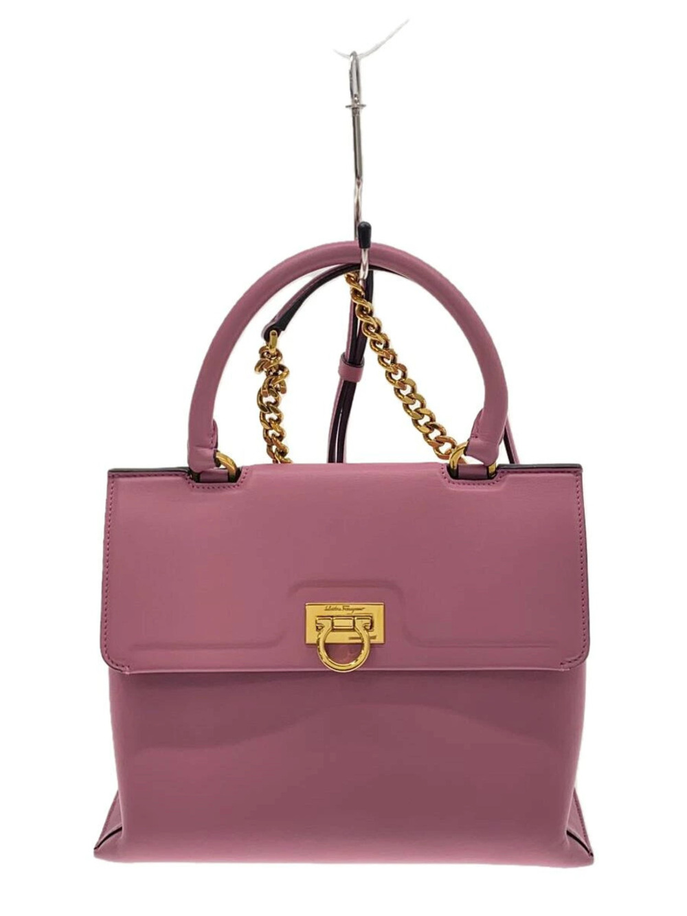 Salvatore Ferragamo Trifoglio Shoulder Bag Leather Pink